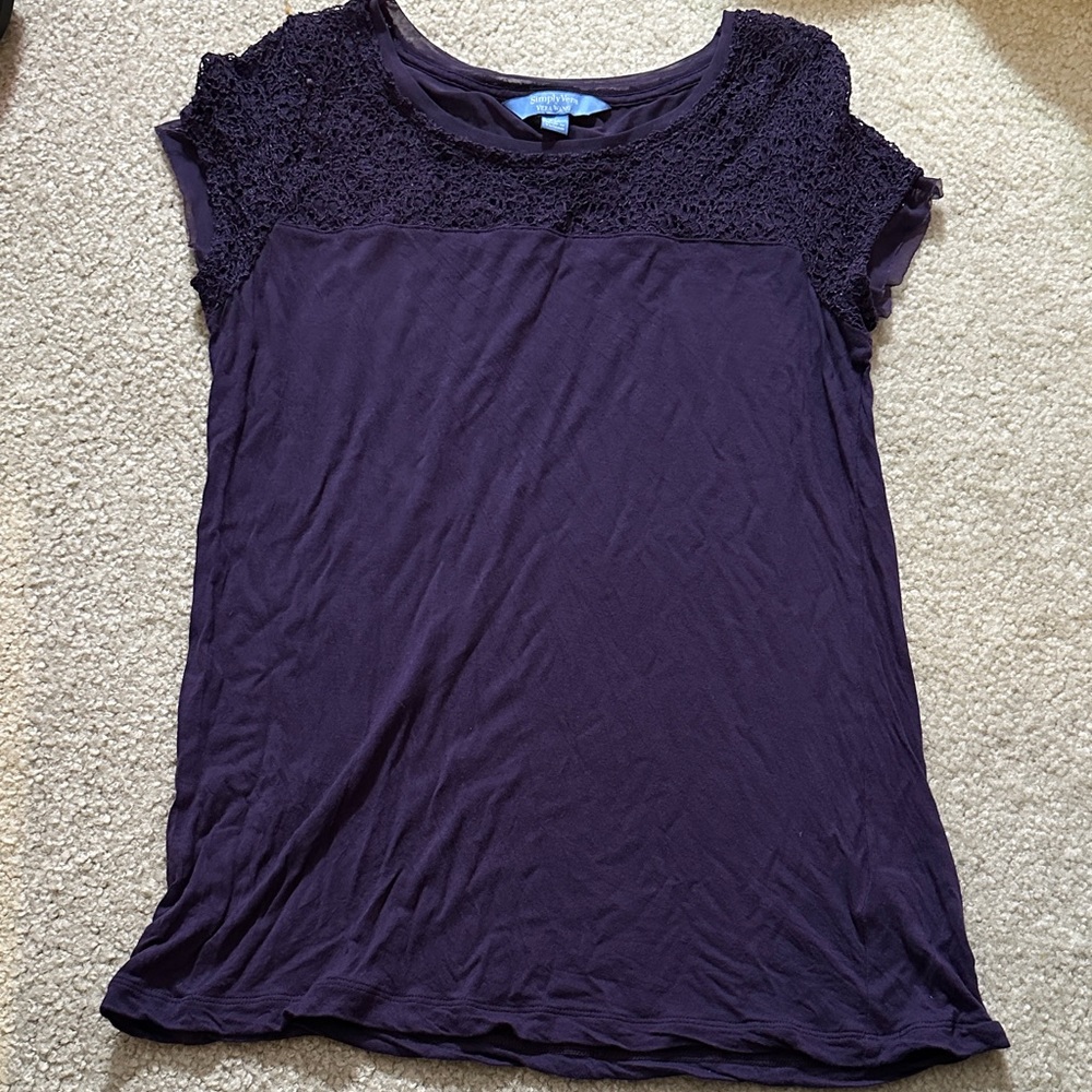 Simply Vera Vera Wang Dark Purple Short Sleeve Top